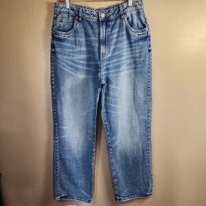 Refuge Womens |11| High Rise Wide Leg Medium Wash 100% Cotton Jeans